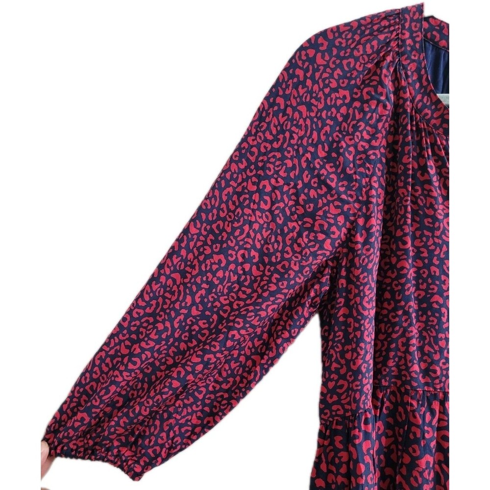 NWT Vineyard Vines Leopard Tiered Dress Small Deep Bay Red Blue Lined Viscose - Picture 6 of 8